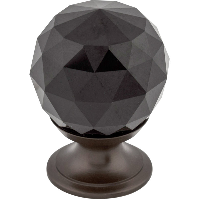 Wine Crystal 1 1/8" Diameter Round Knob, Oiled Rubbed Bronze, Black