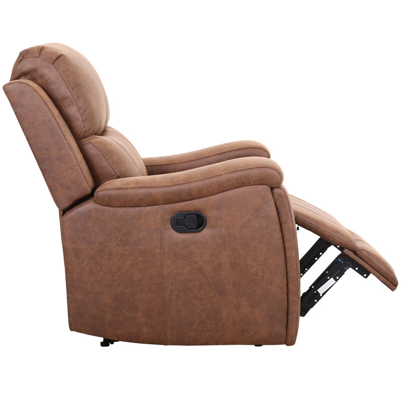 Ensemble de salon inclinable manuel 37 po avec porte-gobelet caché (ensemble de 2), Cognac