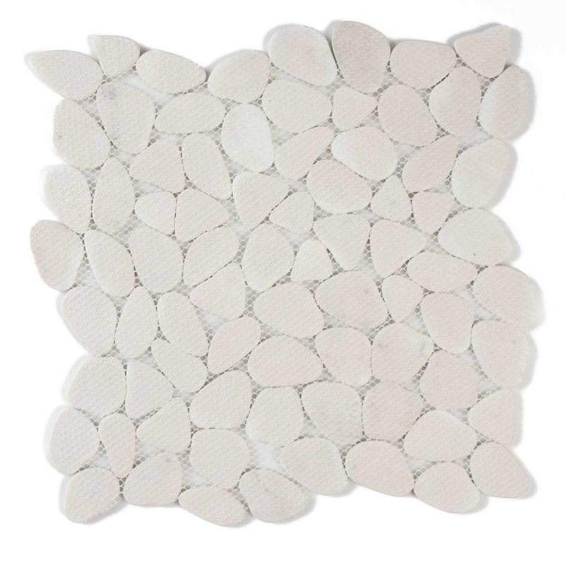 Huron Glass Pebbles Mosaic Tile, Sand Stone