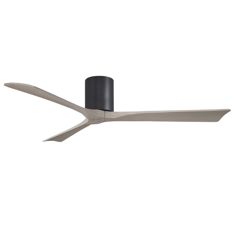 Ventilateur de plafond à 3 pales Olivier, Noir mat, Ton bois de frêne gris, 60"