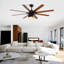 DeluxWood 66 po Ventilateur de plafond noir avec moteur à courant continu réversible à 6 vitesses et 8 pales avec lumière