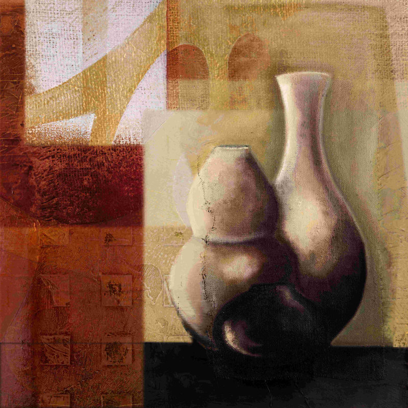 Vases chauds - peinture sur toile tendue, H 36 po x l 36 po