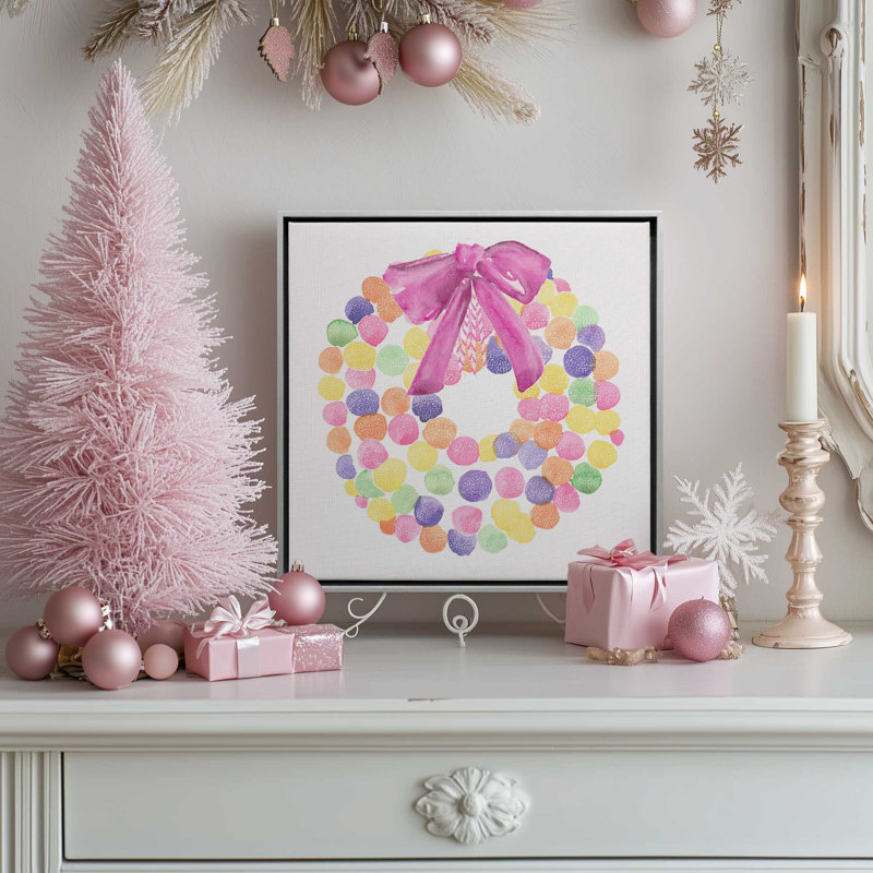 Rainbow Wreath, reproduction sur toile dans un cadre, Encadrement brun, H 16,75 po x l 16,75 po x P 1,75 po
