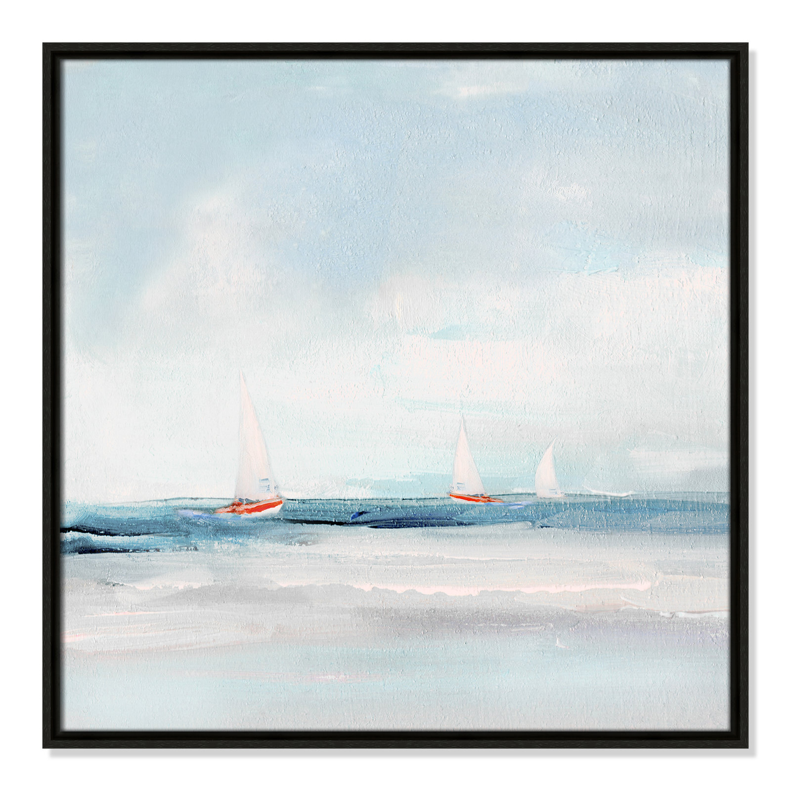 Charter "Caribbean Sail" Painting by Sally Swatland, 25.5" H x 25.5" W x 2" D, Espresso
