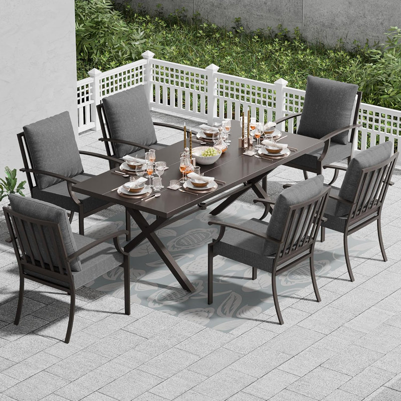 Chaise de salle à manger d'extérieur en métal, Gris