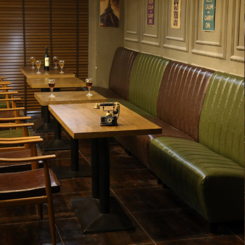 Banc rembourré en similicuir American Retro Simple Cafe, Café noir