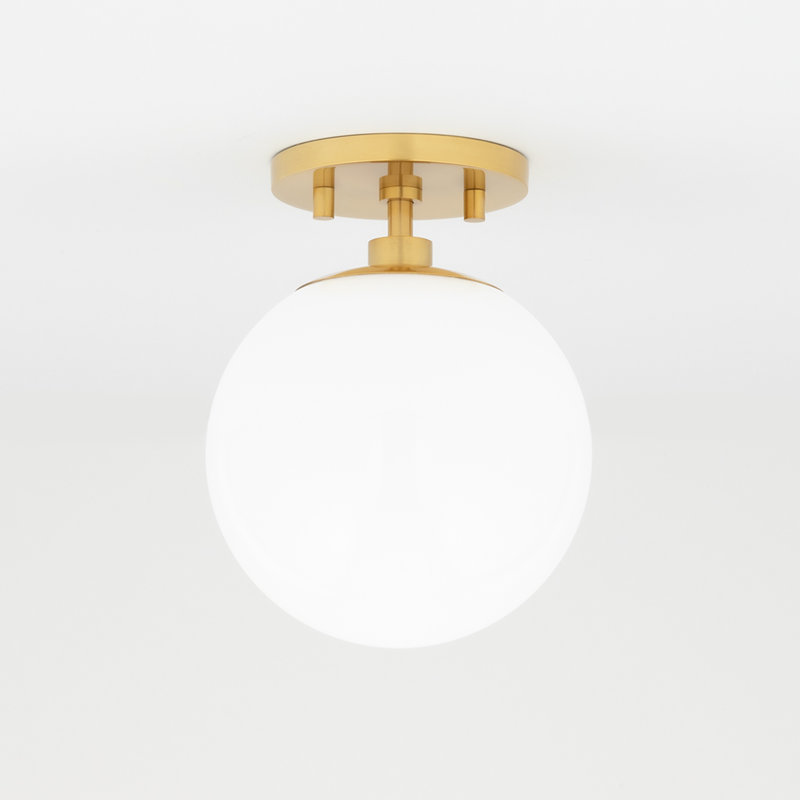 Plafonnier semi-encastré 1 lumière 7 po Luna, Laiton vieilli