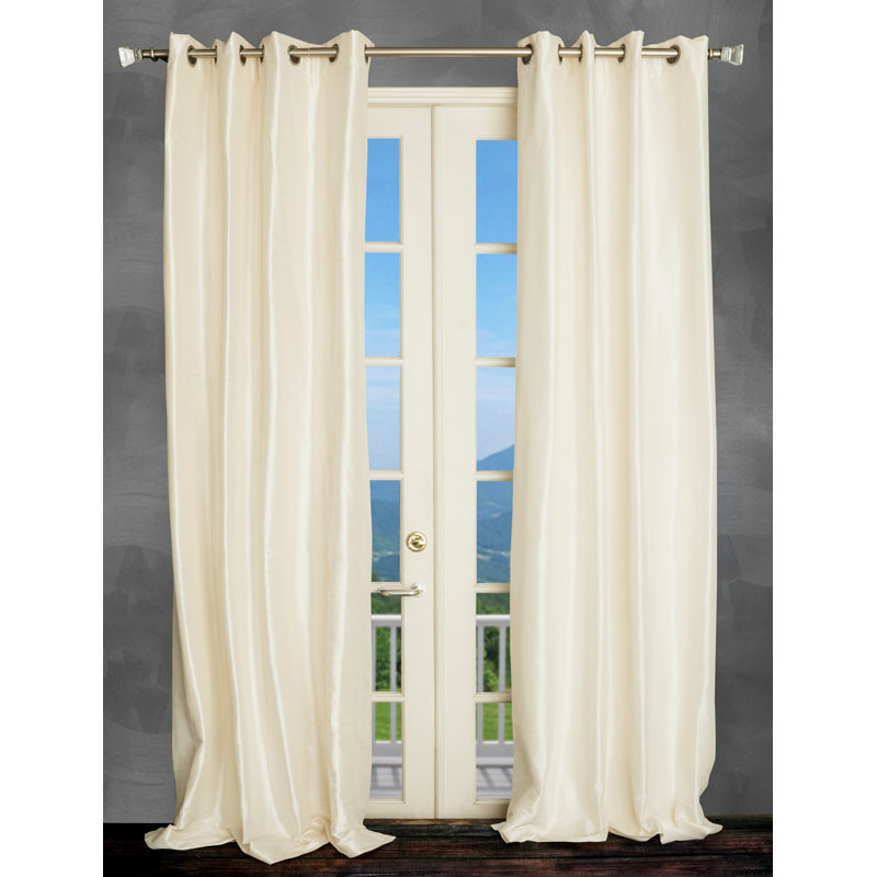 Panneau de rideau simple semi-diaphane avec œillets Eury, Ivoire, l 50 po x L 96 po
