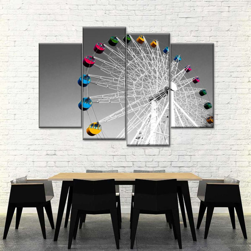 «Amusement Parks Ferris Wheel Pop», reproduction sur toile 4 pièces, H 42 po x l 68 po x P 1 po