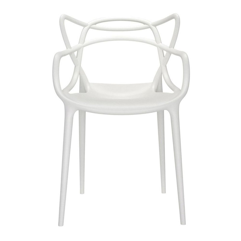Chaise de salle à manger blanche à dossier ouvert en plastique robuste