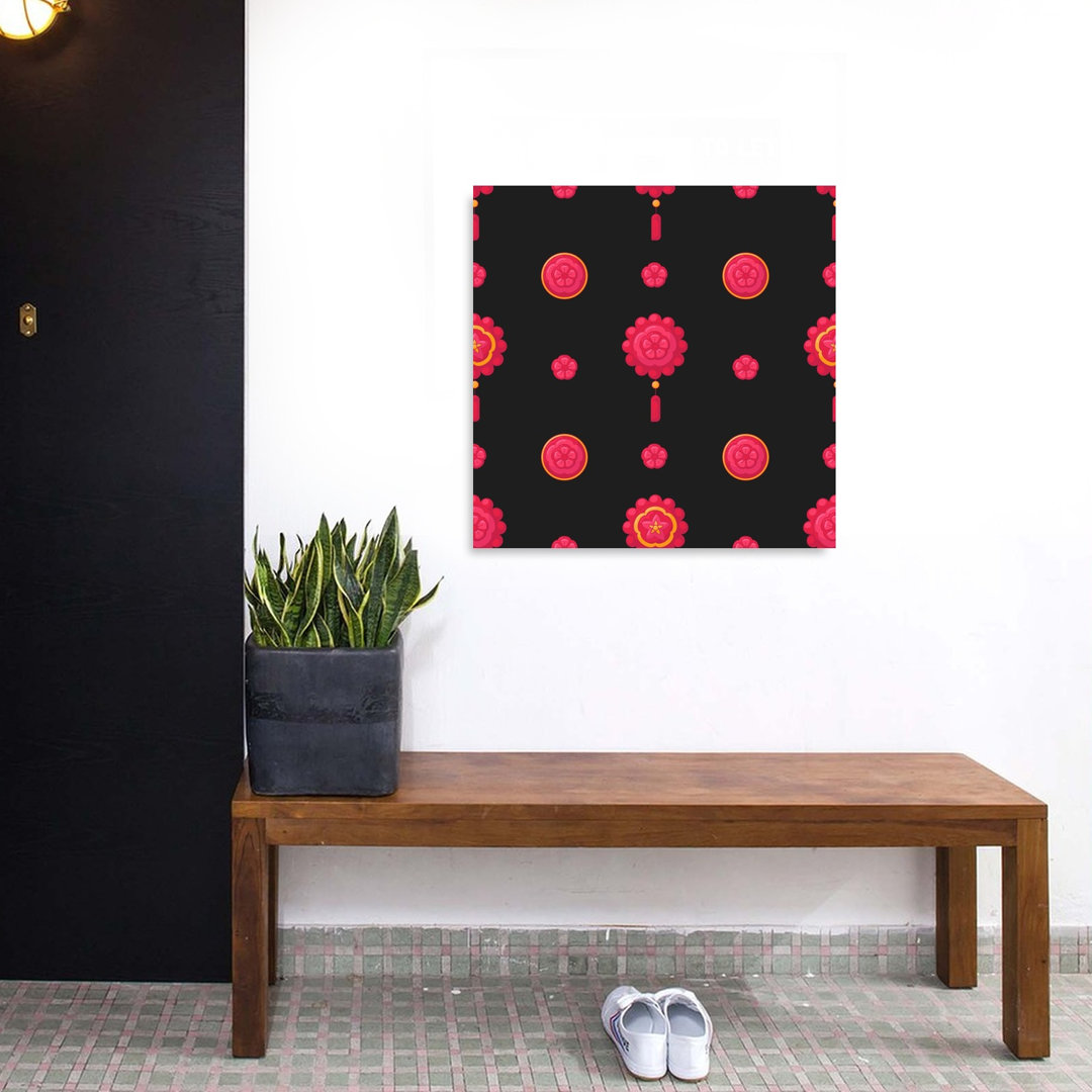Vibrant Asian Floral Pattern Traditional Vibrant Flower Wall Art Print
