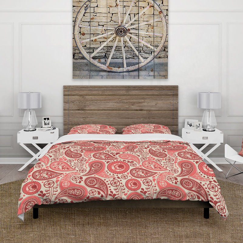 Rose cachemire rétro - ensemble de housse de couette moderne - microfibre de polyester