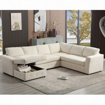 110.75" Sectional Sofa,Modular Sofa,Chaise Storage, U Shaped  Couch , Upholstered Sofas,Chenille,Crystal Button , Living Room, Apartment