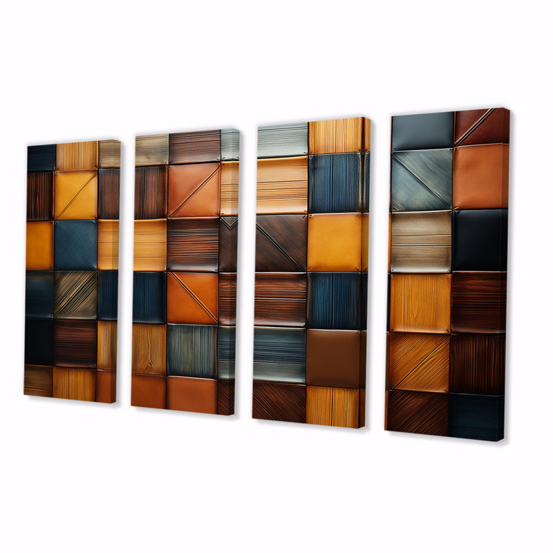 «Colorful Colorful Colors Tiles VI - Boho Mosaic», art mural 4 pièces pour le salon, H 32 po x l 64 po