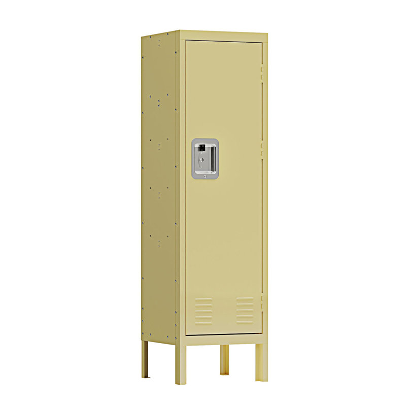 1 Door Tall Single Metal Locker-Retro Style Storage Cabinet, Entryway Cabinet, Yellow