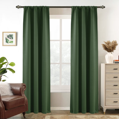 Solid Color Modern Blackout Thermal Curtain Panel Rod Pocket 2 Panels