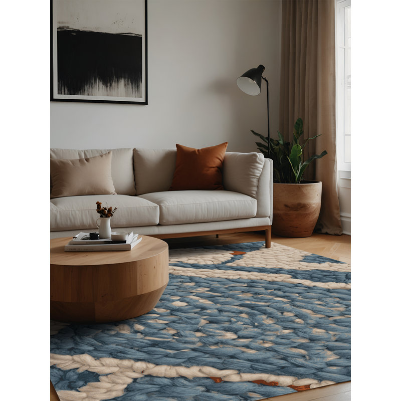 Machine Washable Beige Area Rug, Square 6'
