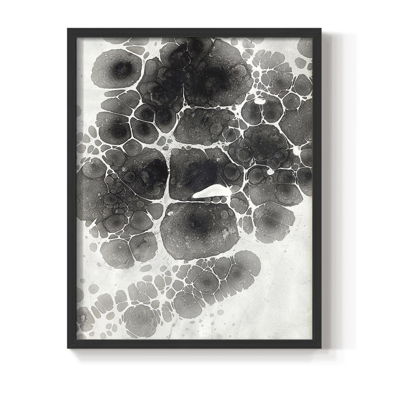 Impression encadrée «Marble» - bois massif, Noir, noir, noir, noir, H 30 po x l 24 po