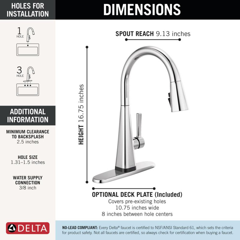 Lenta Chrome Touch Kitchen Faucet with Pull Down Sprayer, Modern Single Hole Touch On Kitchen Sink Faucet, Single Handle, Chrome