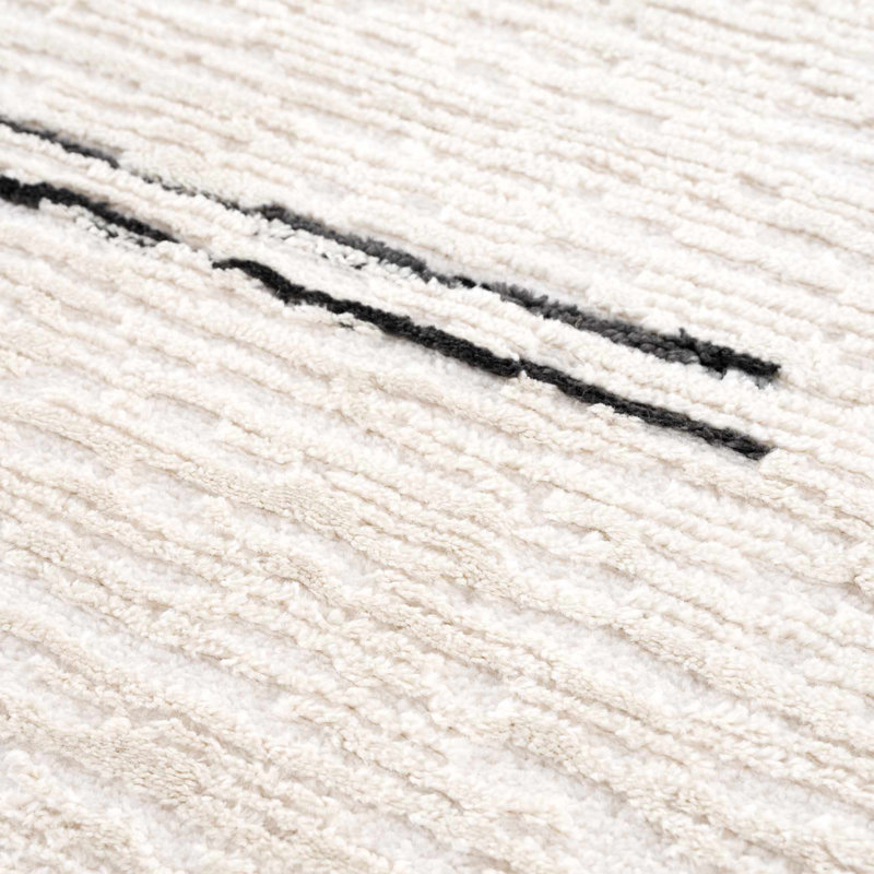 Jenell Striped Machine Woven Polypropylene Area Rug in Cream, Rectangle 5'3" x 7'