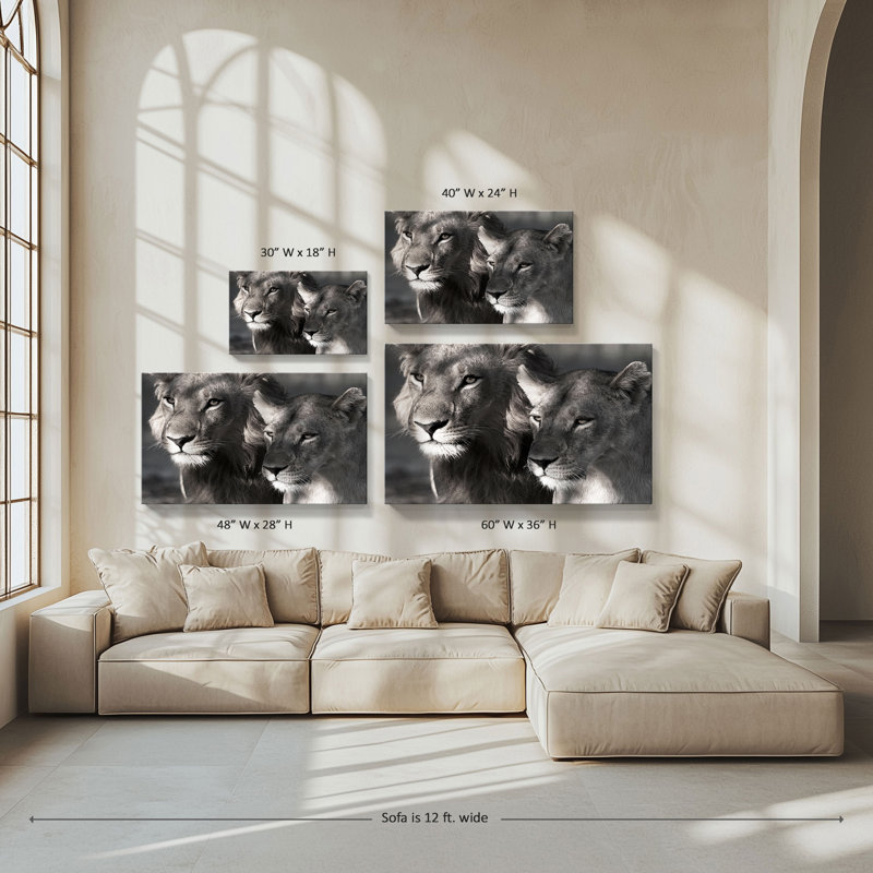 "Lion and Lioness" par Danita Delimont, reproduction sur toile, H 24 po x l 40 po x P 1,5 po
