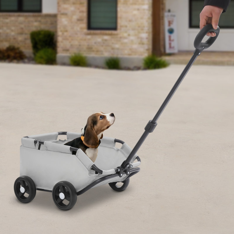 Poussette pliante pour animaux de compagnie, chariot pour chien, Gris