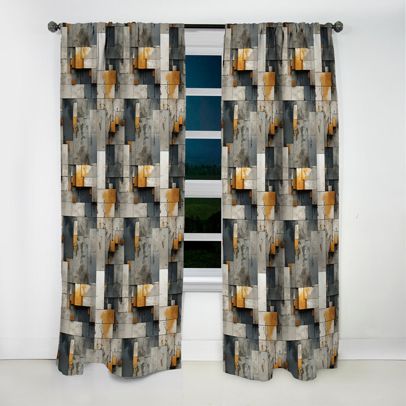 Rideau à motifs géométriques occultant Industrial Zen Ii I - 1 panneaux, L 52 po x L 108 po