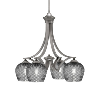 Shutesbury 4 Light Downlight Chandelier Shown, 6" Smoke Glass