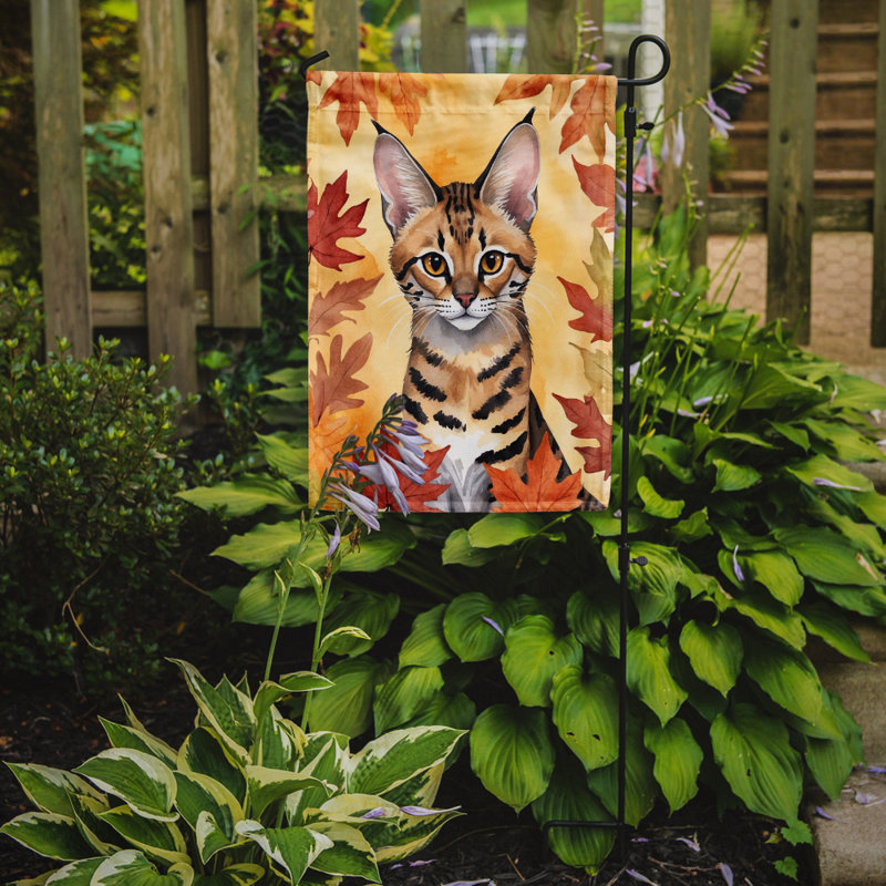 Chat en feuilles d'automne drapeau de jardin, Savannah