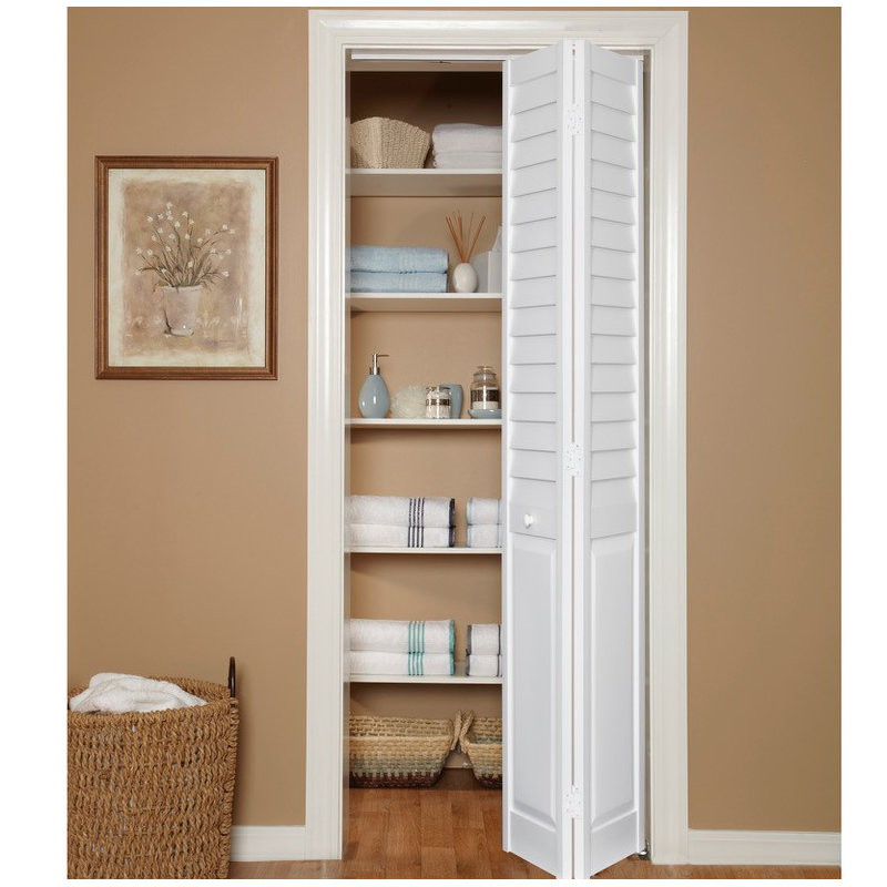 Porte pliante en deux à persiennes en PVC / vinyle, 17,75 po x 80 po