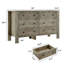 Commode 6 tiroirs avec boutons en métal, grande commode en bois de 50 po de largeur pour le salon de la chambre à coucher-730790243