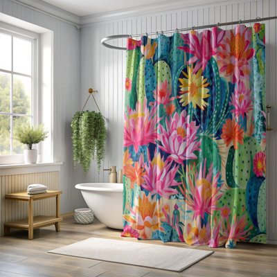 Rideau de douche standard 1 pièce Preppy Cactus Prints