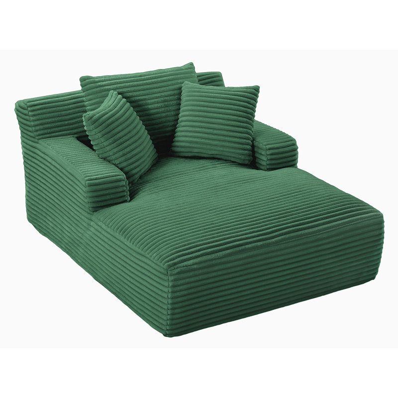 Chaise longue rembourrée en velours côtelé, Velours côtelé vert