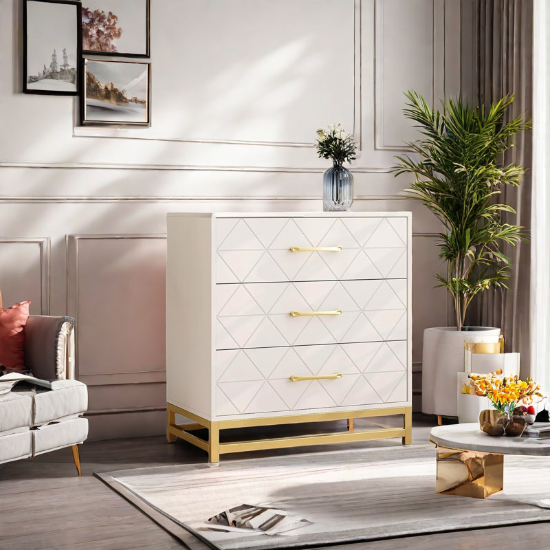 3 Drawer Dresser For Bedroom, Dressers Chest Of Drawers With Storage, Nightstand With Drawers, White