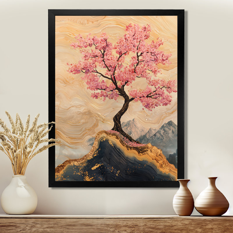 Fleurs de cerisier en écho de Sakura III - art mural floral, Noir, noir, noir, noir, H 20 po x l 12 po