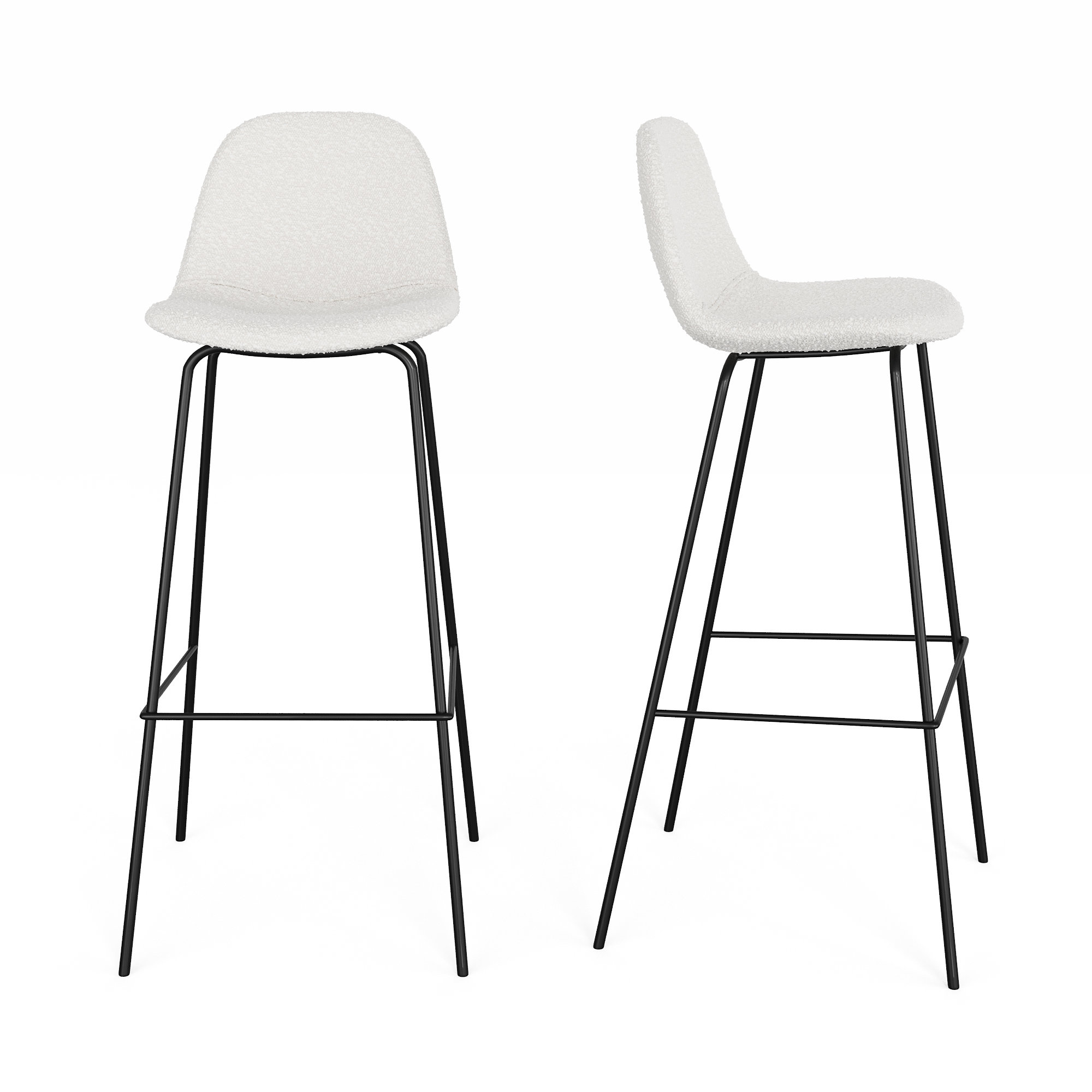 Kody Upholstered Bar & Counter Stool, White Boucle, Bar Stool (30.5" Seat Height)