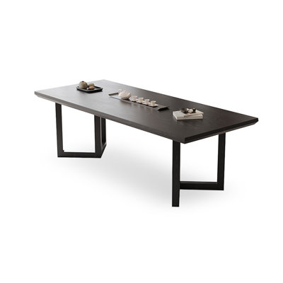 Black Rectangular Solid Wood Dining Table