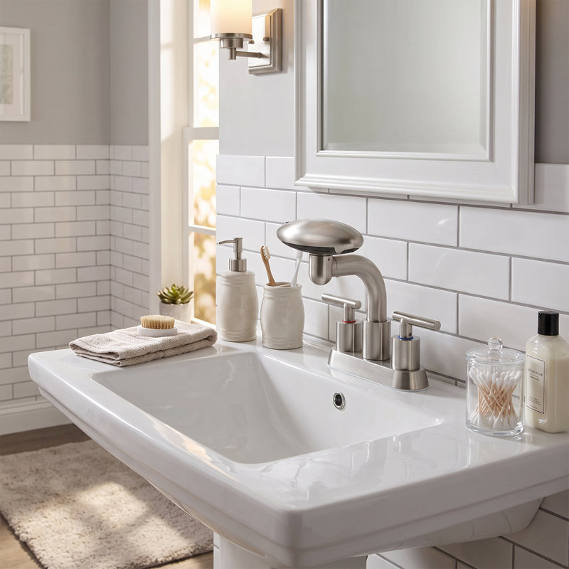 Robinet de lavabo pour salle de bain à poignée simple avec bec pivotant à 360 °, douchette à 4 fonctions et bonde escamotable