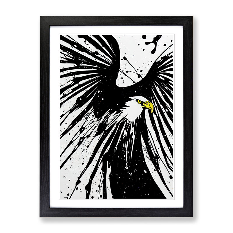 Walmsley Eagle Paint Splatter Vol.1 - Picture Frame Print, 64cm H x 46cm W x 2cm D, Black