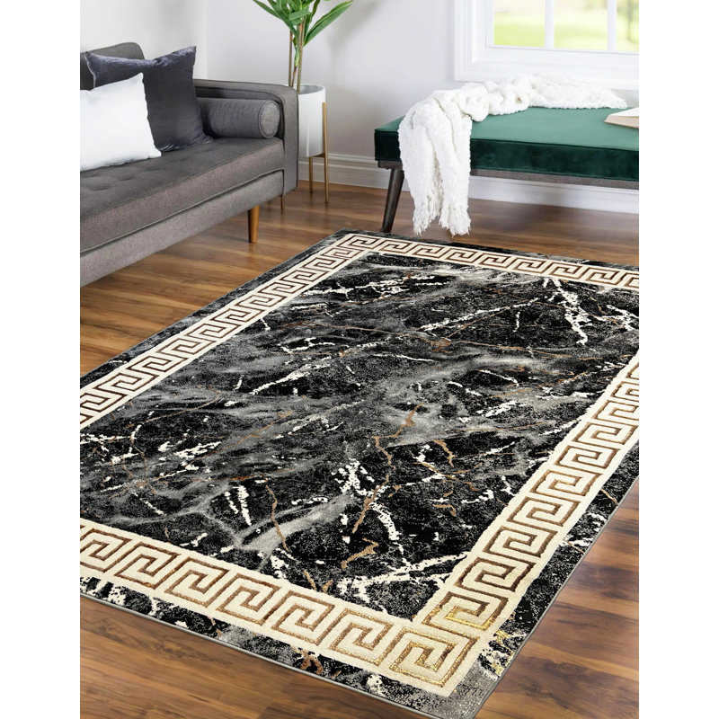 Rectangle Flemke Rectangle 5'2" X 7'2" Area Rug with Non-Slip Backing, Rectangle 5' x 7'