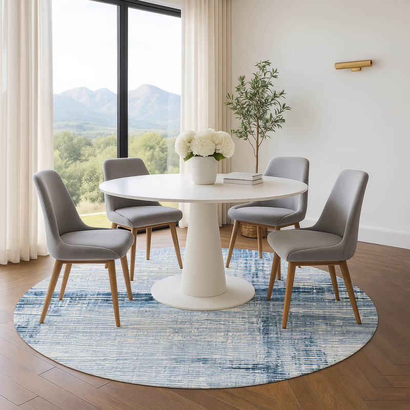 Premium Machine Washable Mundell Stripes Rug, Round 8'