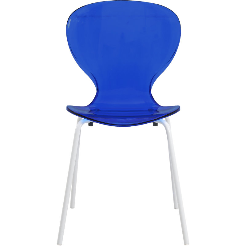 Chaise de salle à manger avec dossier incurvé Edenfield, Bleu transparent