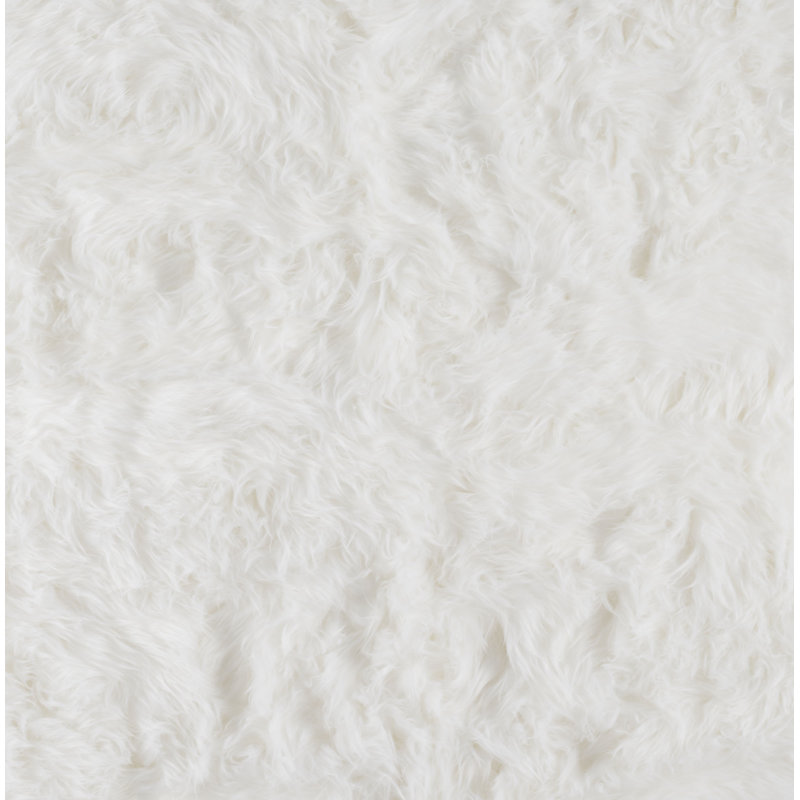 Polar Bear Faux Fur Shag Washable White Area Rug, Rectangle 2'3" x 3'8"
