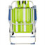 Chaise de plage pliante 5 positions avec porte-gobelet et pochettes de rangement, structure en aluminium vert, capacité de 100 kg, hauteur d'assise de 99 cm