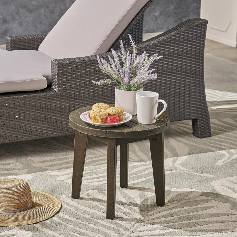 Table d'appoint d'extérieur en bois, Gris
