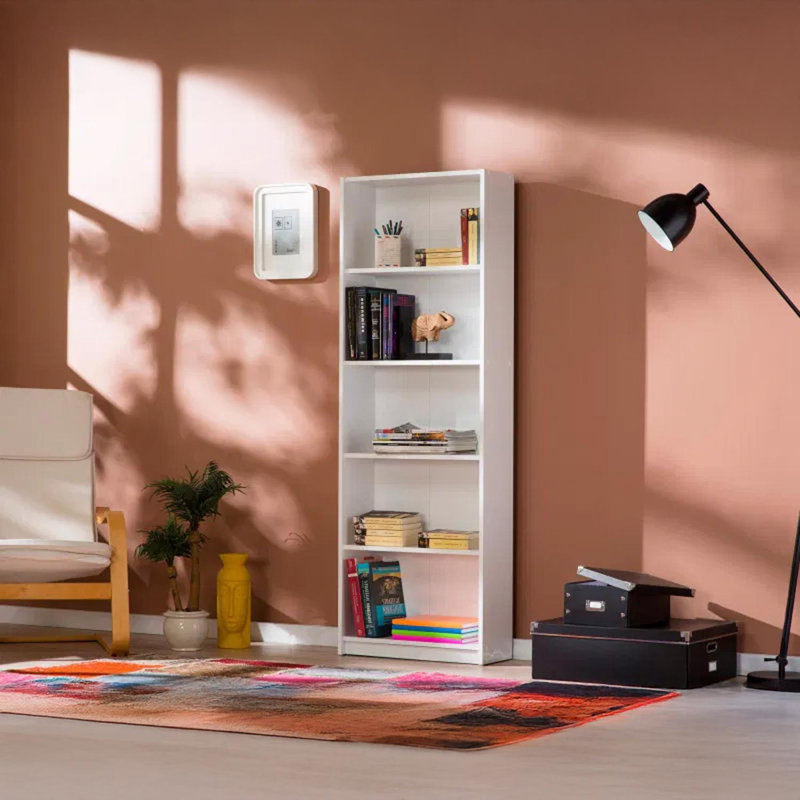 Matt White 5 Tier Bookcase Shelving Unit, White