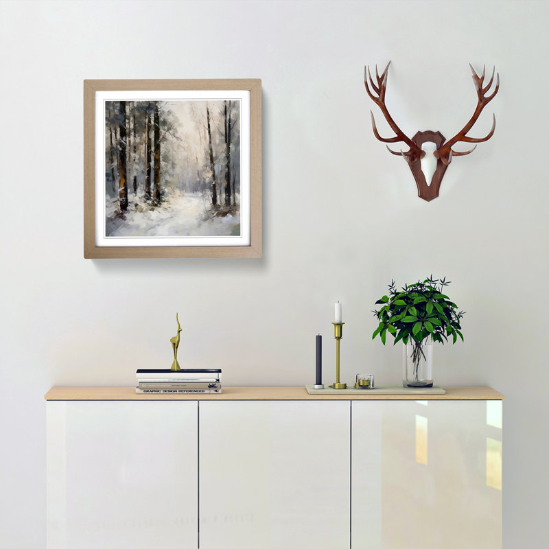 Winter Forest Impressionism No.1 - Single Picture Frame Print on Wood