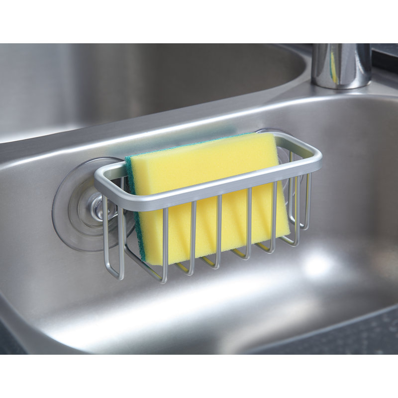 Rust Kitchen/Bathroom Sink Suction Holder for Sponges, Scrubbers, Soap, Silver