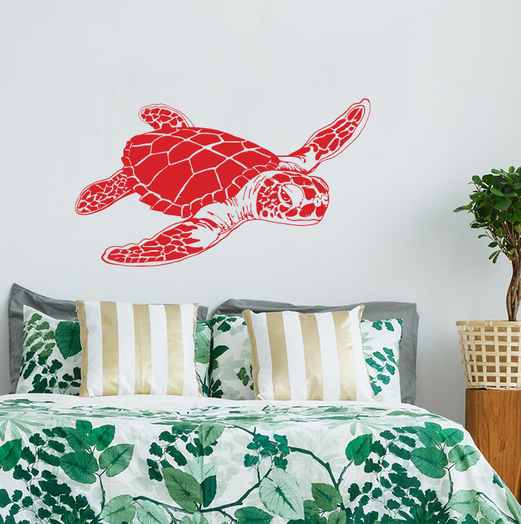 Décalcomanie murale tortue de mer, Rouge