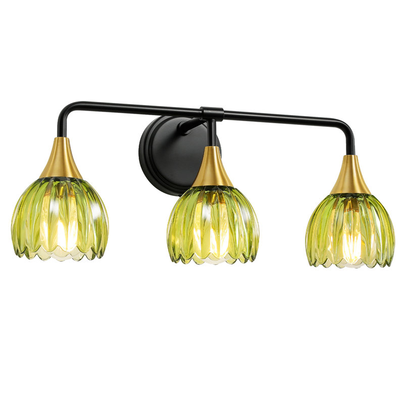 Luminaire de meuble-lavabo moderne 21 po, Noir mat / Or, Trois lumières